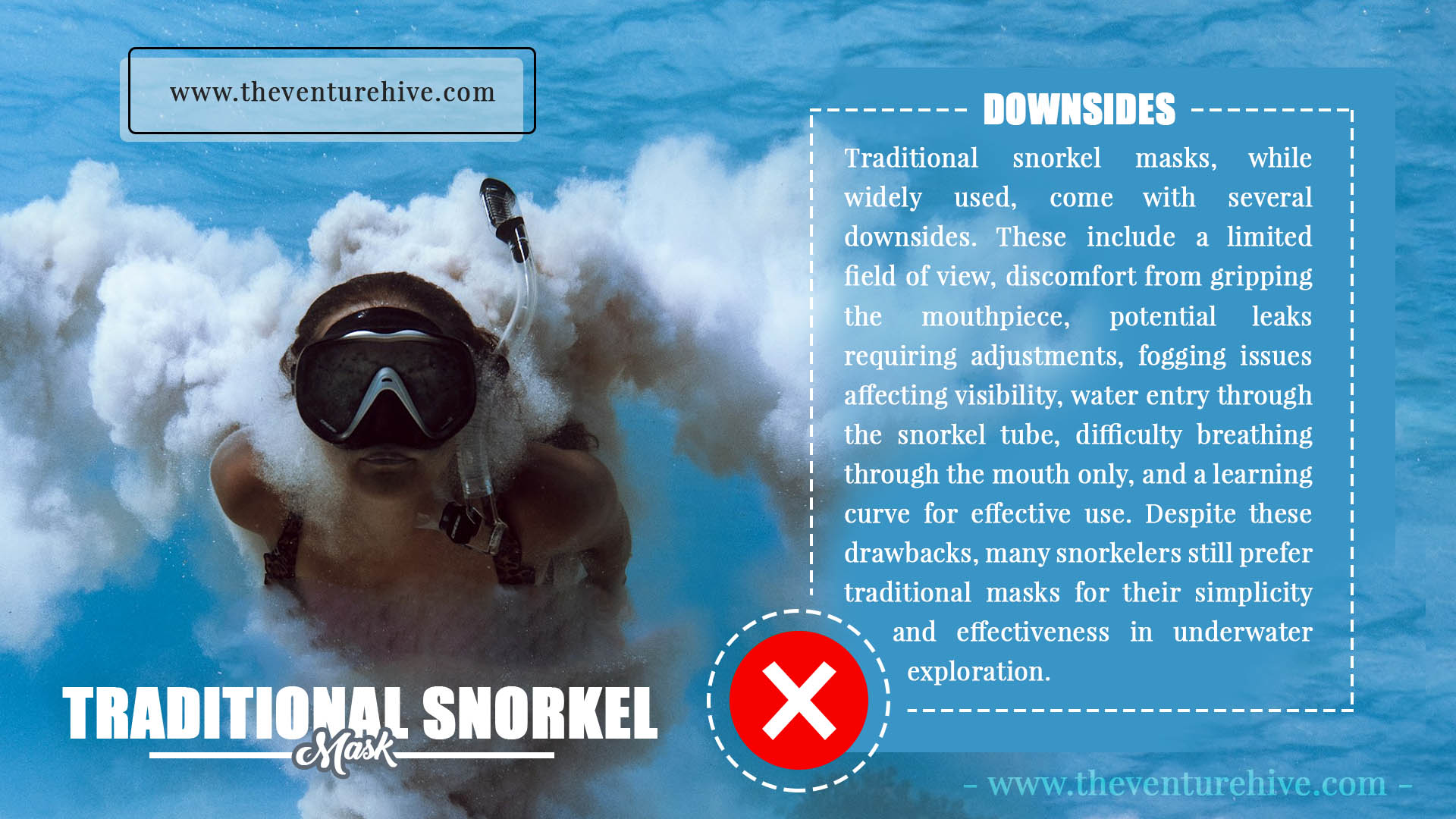 Traditional snorkel mask downsides